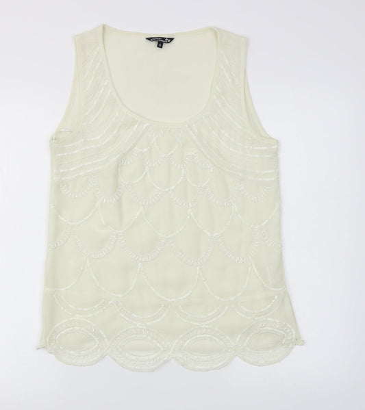 Matalan Womens Ivory Geometric Chiffon Basic Tank Size 12