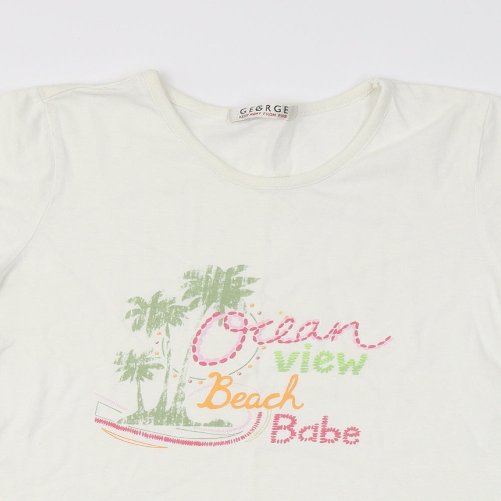 George Girls Ivory   Basic T-Shirt Size 9-10 Years