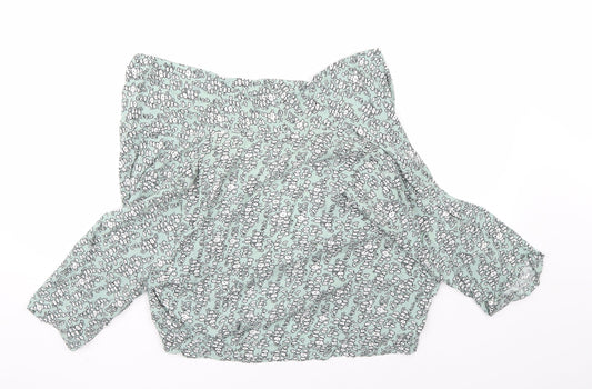 Warehouse Womens Green Floral  Cardigan Jumper Size 16
