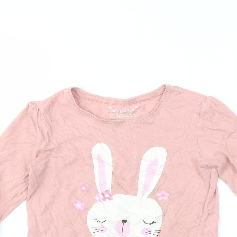 Primark Girls Pink   Basic T-Shirt Size 6-7 Years