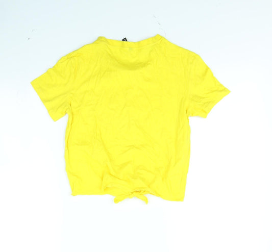 Divided Womens Yellow   Cropped T-Shirt Size XS