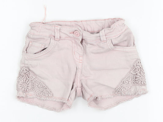 TU Girls Pink Floral Denim Mom Shorts Size 7 Years - Jean shorts, floral