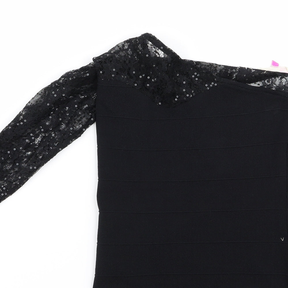 Preworn Womens Black  Rayon Pencil Dress  Size 12