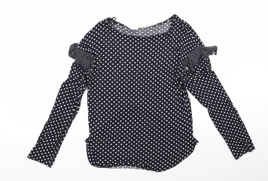 H&M Womens Blue Polka Dot  Basic Blouse Size XS