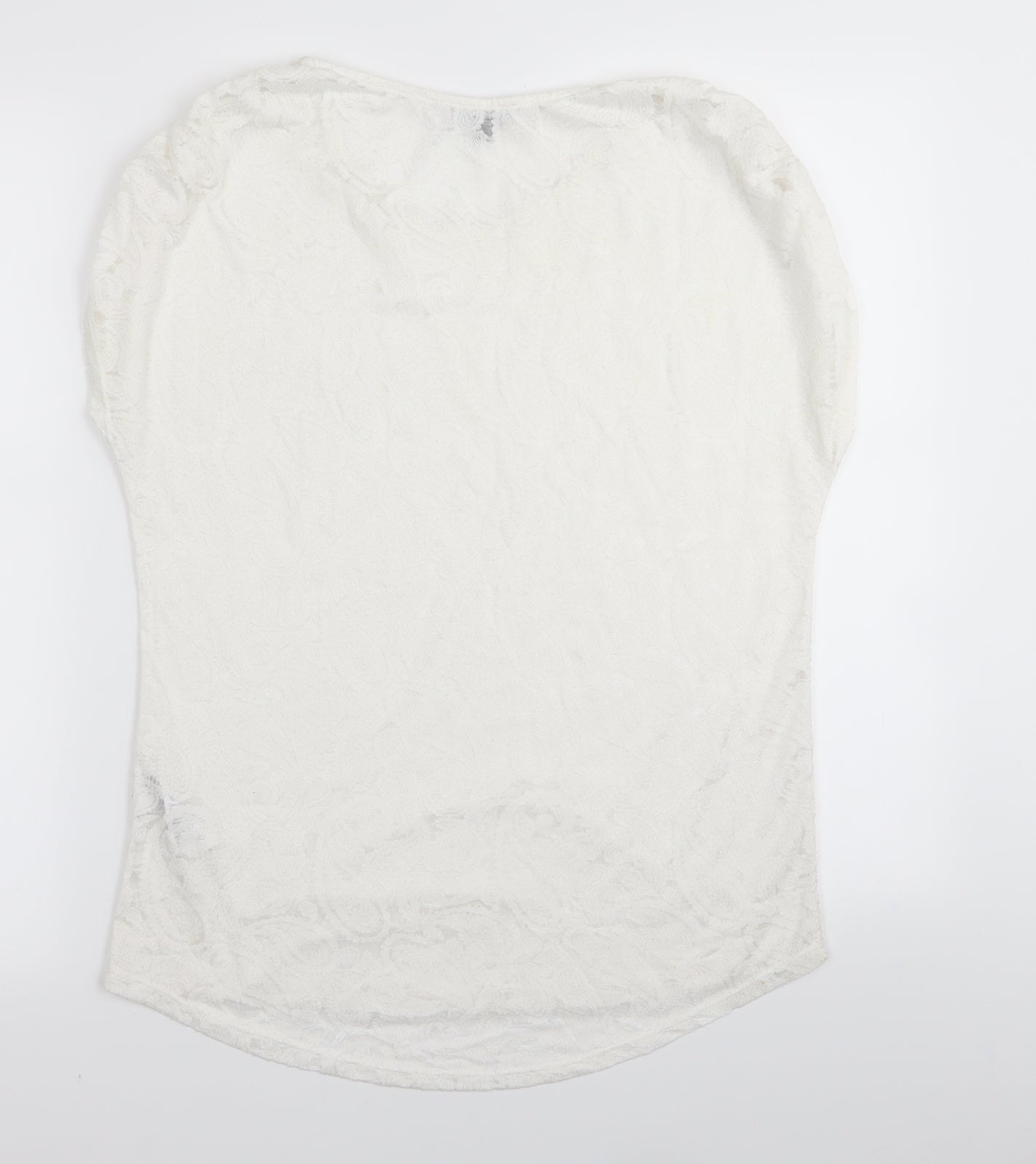 Warehouse Womens White Floral  Basic T-Shirt Size 10