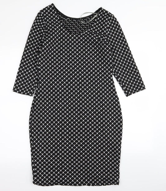 Dorothy Perkins Womens Black Argyle/Diamond  A-Line  Size 12