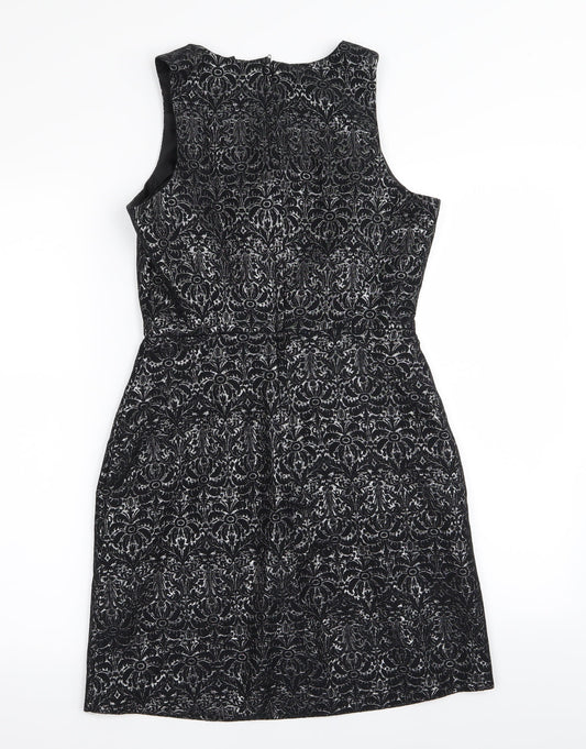 New Look Womens Black Geometric  A-Line  Size 8