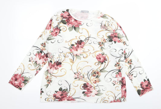 LV Clothing Womens White Floral  Basic T-Shirt Size M