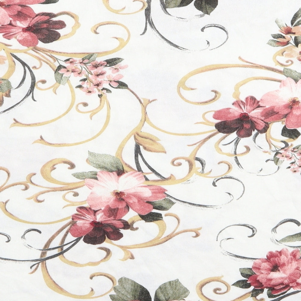 LV Clothing Womens White Floral  Basic T-Shirt Size M