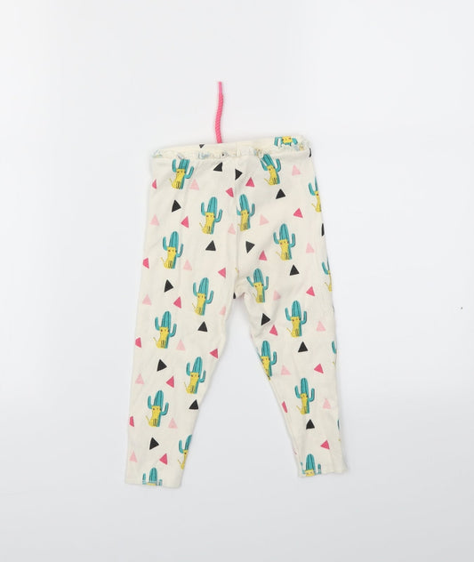 mini club  Girls Ivory Animal Print  Capri Trousers Size 12-18 Months