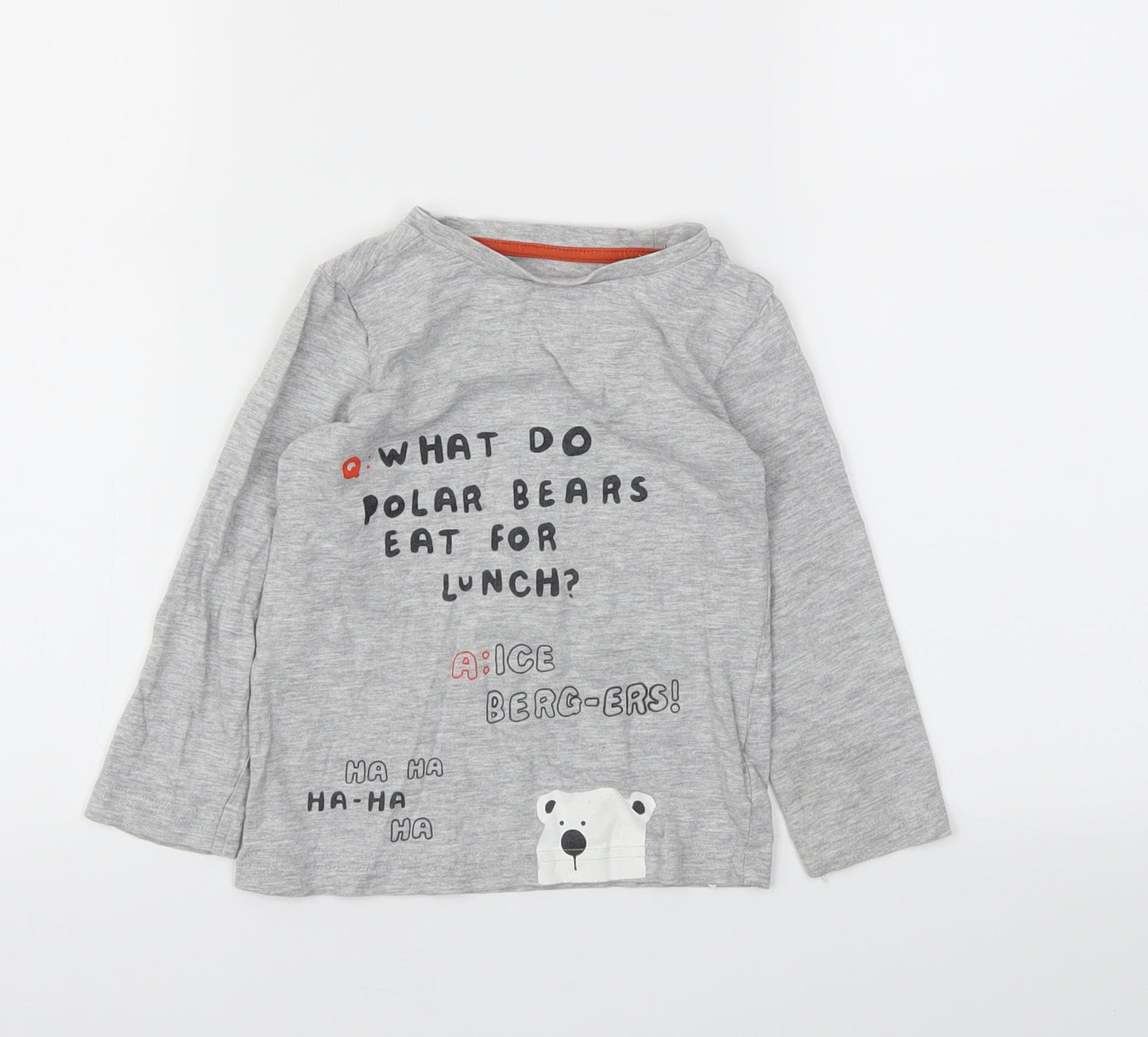 M Boys Grey Animal Print  Basic T-Shirt Size 2-3 Years