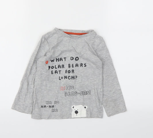 M Boys Grey Animal Print  Basic T-Shirt Size 2-3 Years