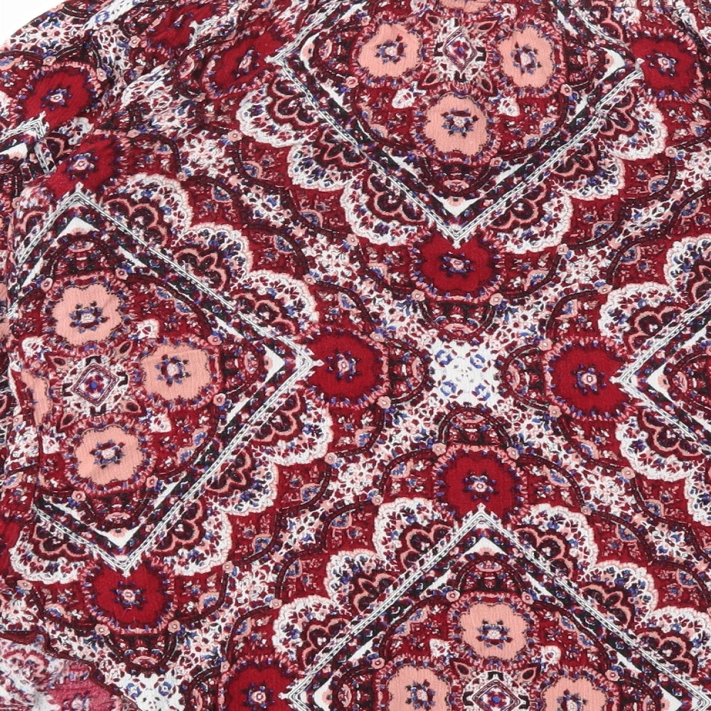 Solo Womens Red Floral  Basic T-Shirt Size 12