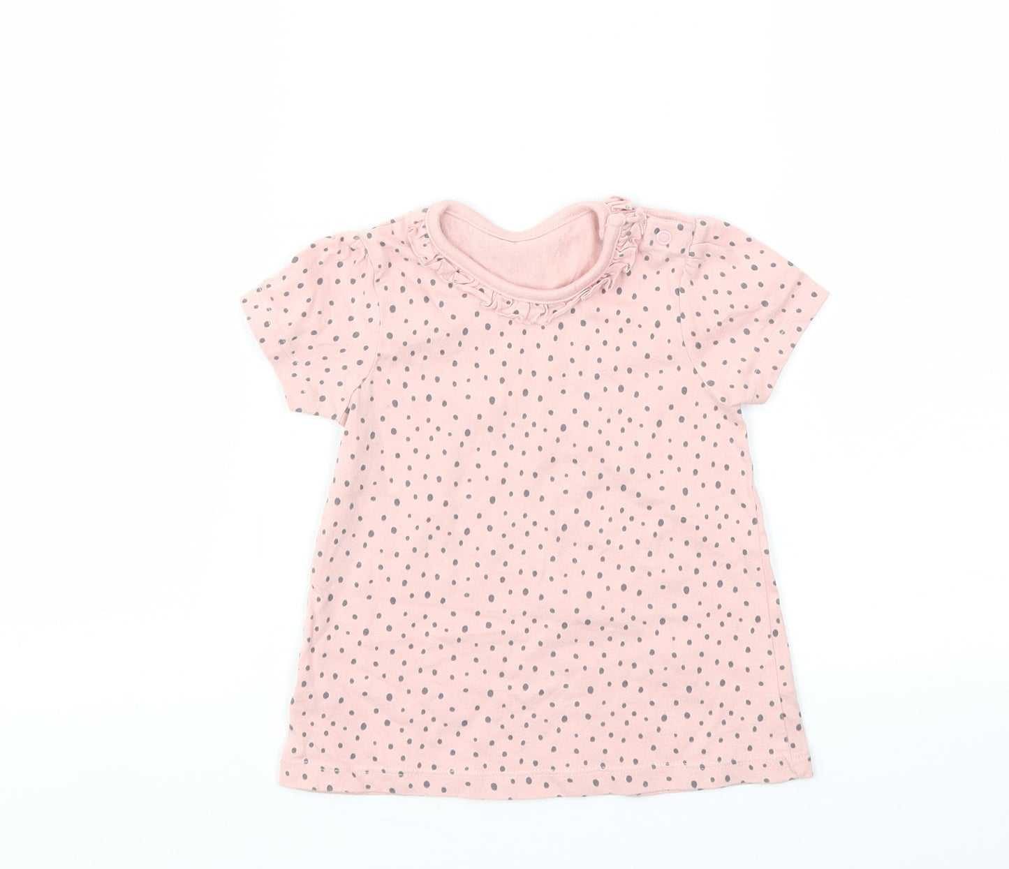 George Girls Pink Polka Dot  Basic T-Shirt Size 9-12 Months