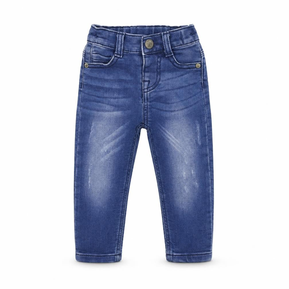 Front view of F&F Baby Blue Colourblock Capri Jeans, size 12-18, Months