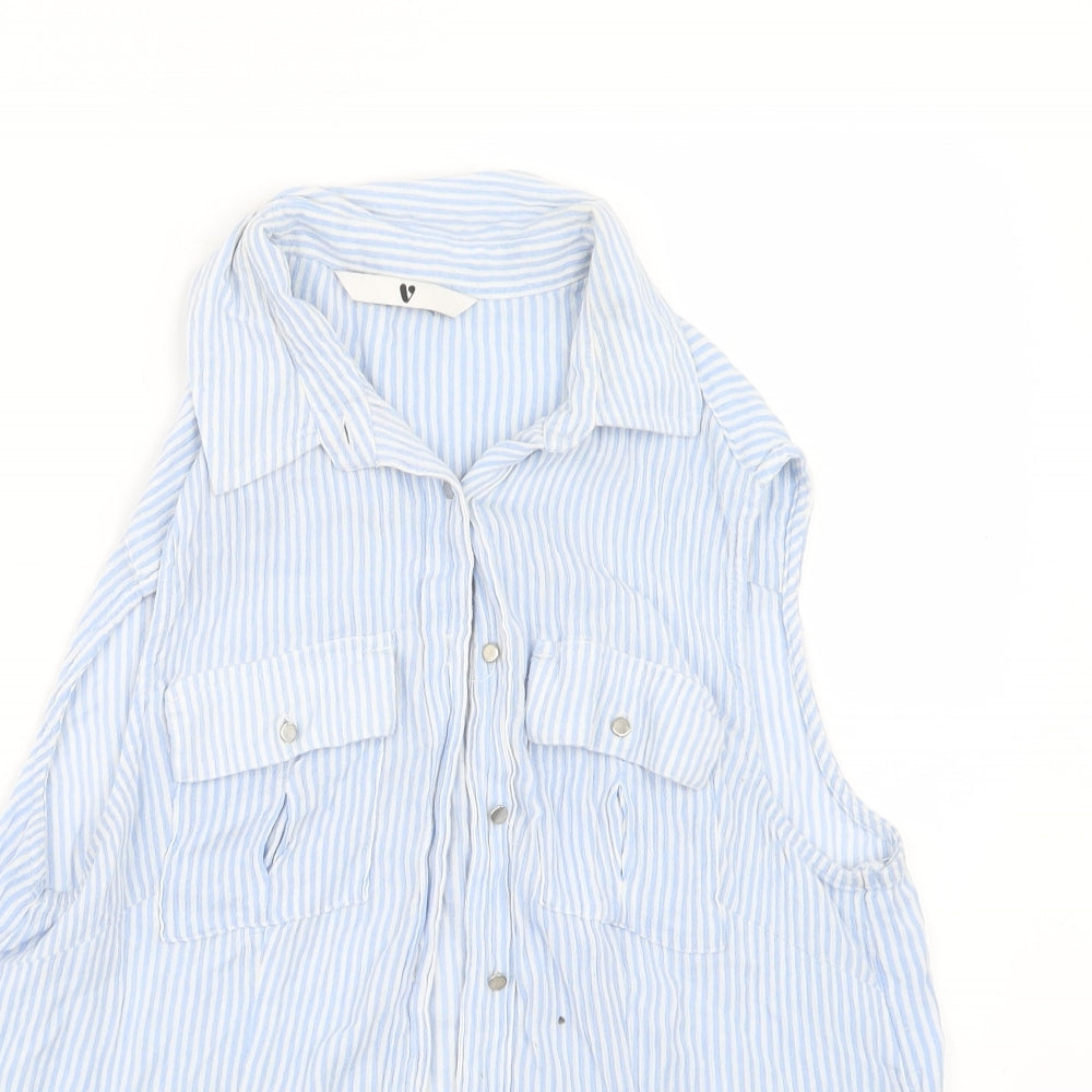 Very Womens Blue Striped  Basic Button-Up Size 8