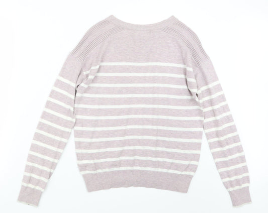 NEXT Womens White Striped Knit Pullover Jumper Size 6