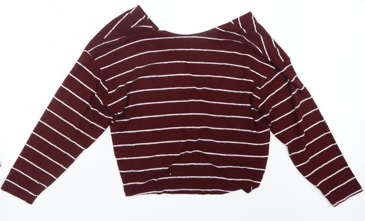 Bershka Womens Red Striped  Pullover Jumper Size L
