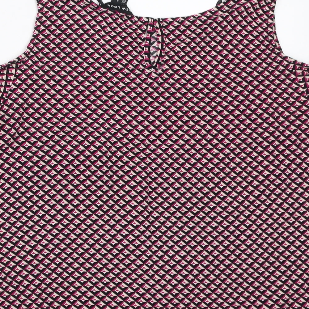 New Look Womens Pink Geometric  Basic Blouse Size 6  - cold Shoulder