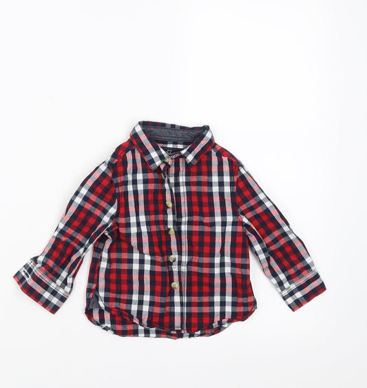 Mini Rebel Boys Blue Check  Basic Button-Up Size 9-12 Months