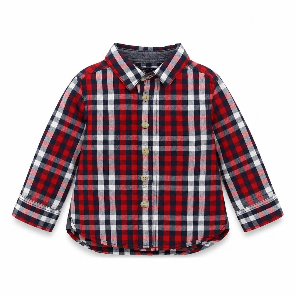 Mini Rebel Boys Blue Check  Basic Button-Up Size 9-12 Months