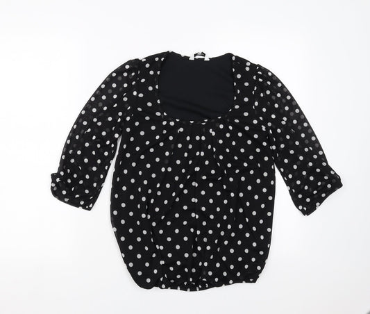 New Look Womens Black Polka Dot  Basic Blouse Size 8
