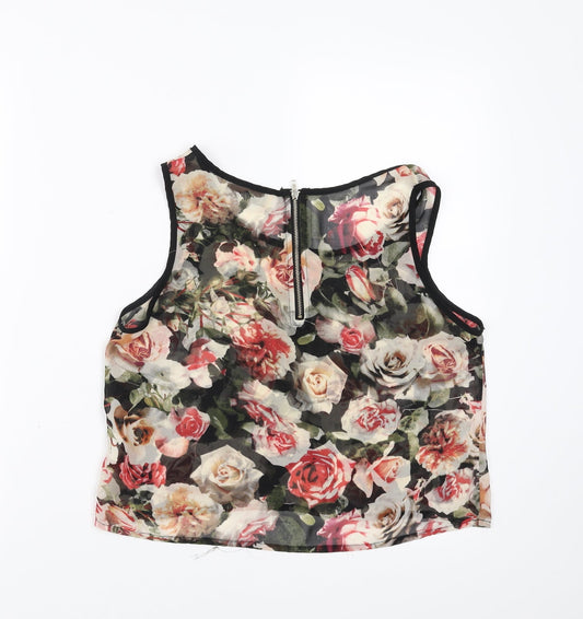 Hearts & Bows Womens Black Floral  Basic Blouse Size 8  - sheer