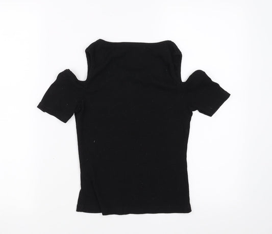 cotton:on Womens Black   Basic T-Shirt Size S  - cold Shoulder
