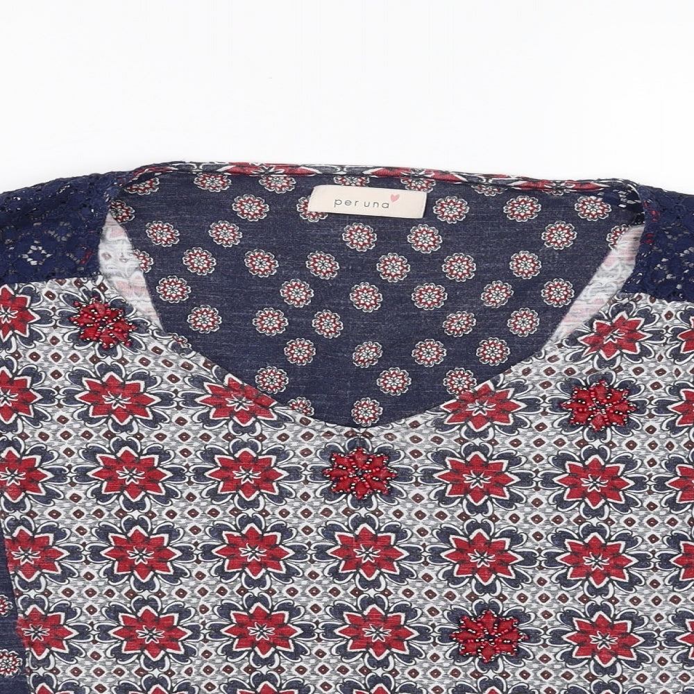 Marks and Spencer Womens Blue Floral  Basic Blouse Size 14
