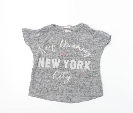 EVIE     Girls Grey   Basic T-Shirt Size 4 Years