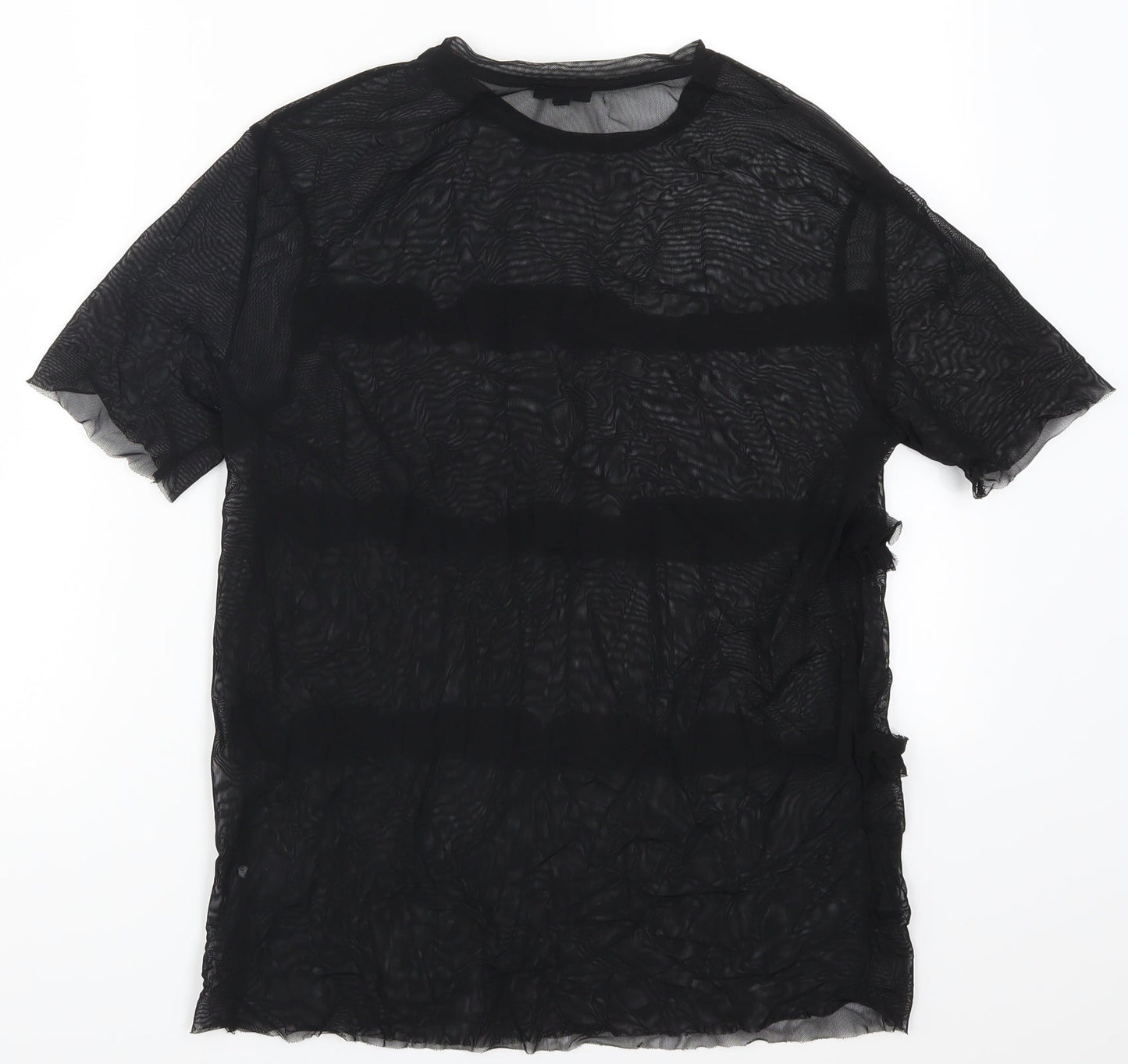 River Island Womens Black  Mesh Basic T-Shirt Size 8