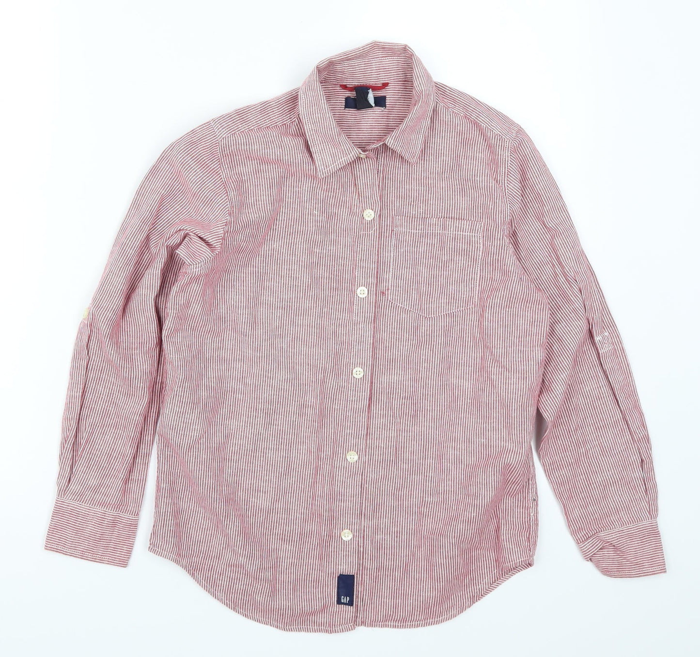 Gap Boys Red Striped  Basic Button-Up Size 8-9 Years