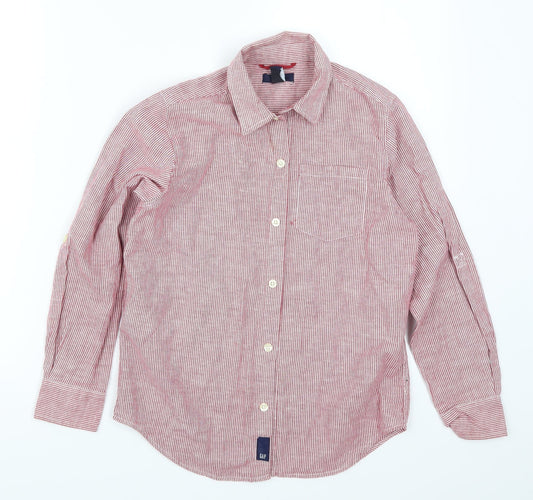 Gap Boys Red Striped  Basic Button-Up Size 8-9 Years