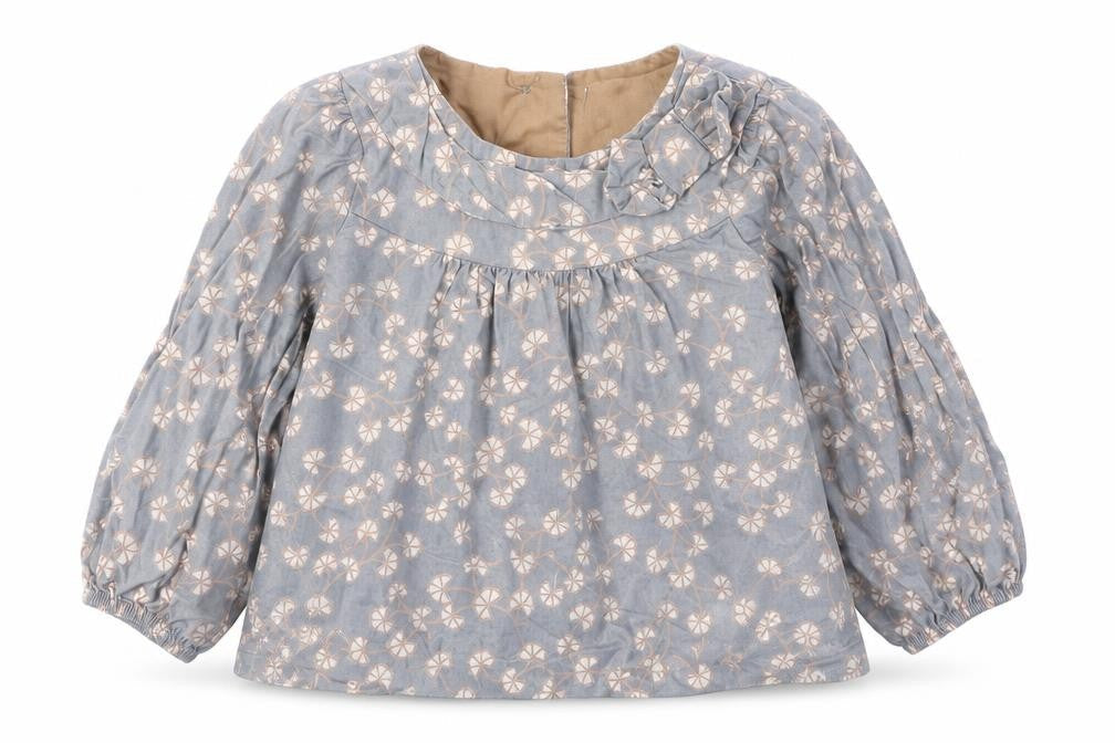 Mini Club Baby Grey Floral  Basic Blouse Size 6-9 Months