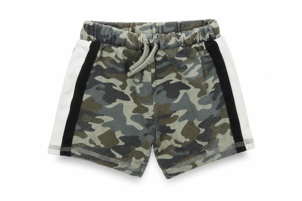 Front view of F&F Baby Green Camouflage Cropped Trousers, size 18-24, Months