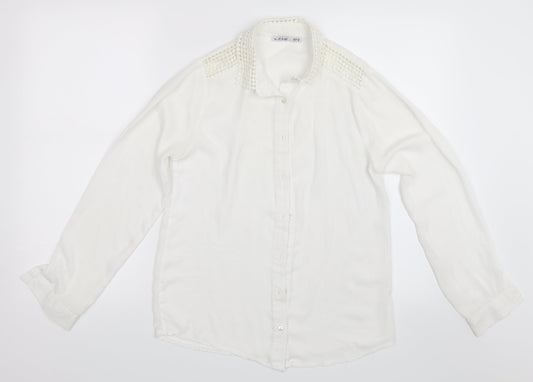 ES Womens White   Basic Button-Up Size M