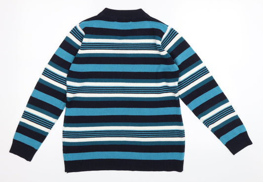 Isle Womens Blue Striped  Pullover Jumper Size 10