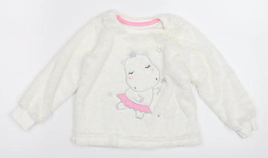 Matalan Girls White   Pullover Sweatshirt Size 2-3 Years
