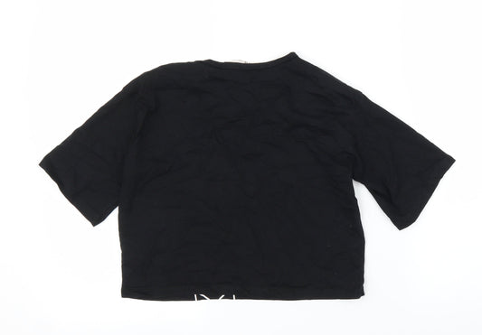 H&M Girls Black   Cropped T-Shirt Size 9 Years