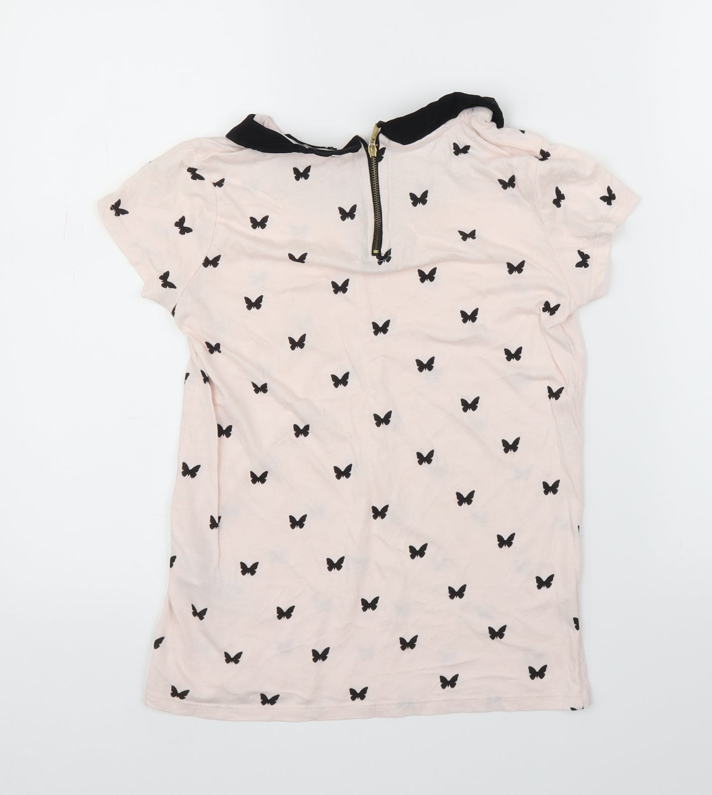 Bershka Womens Pink Animal Print  Basic T-Shirt Size S  - Butterflies