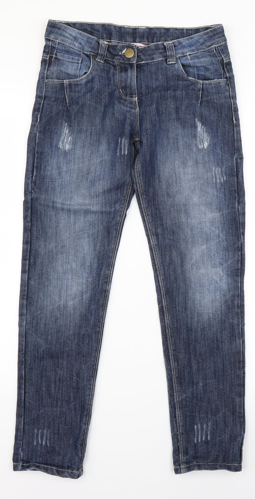 Additional front view of miss evie girls’ blue denim skinny jeans, size 11-12, years