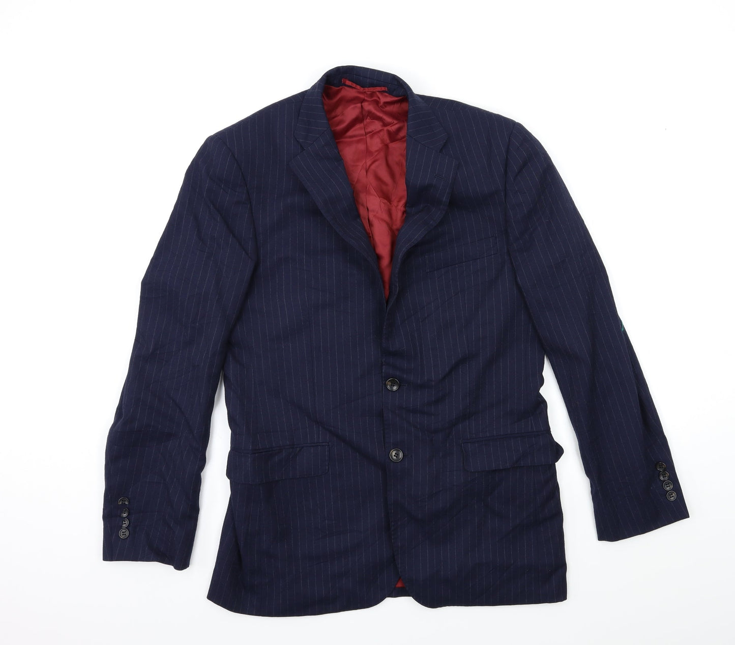 Savoy Taylors Guild Mens Blue Striped  Jacket Suit Jacket Size 38