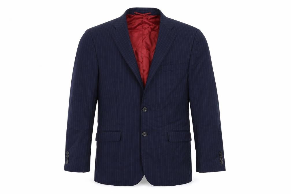 Savoy Taylors Guild Mens Blue Striped  Jacket Suit Jacket Size 38