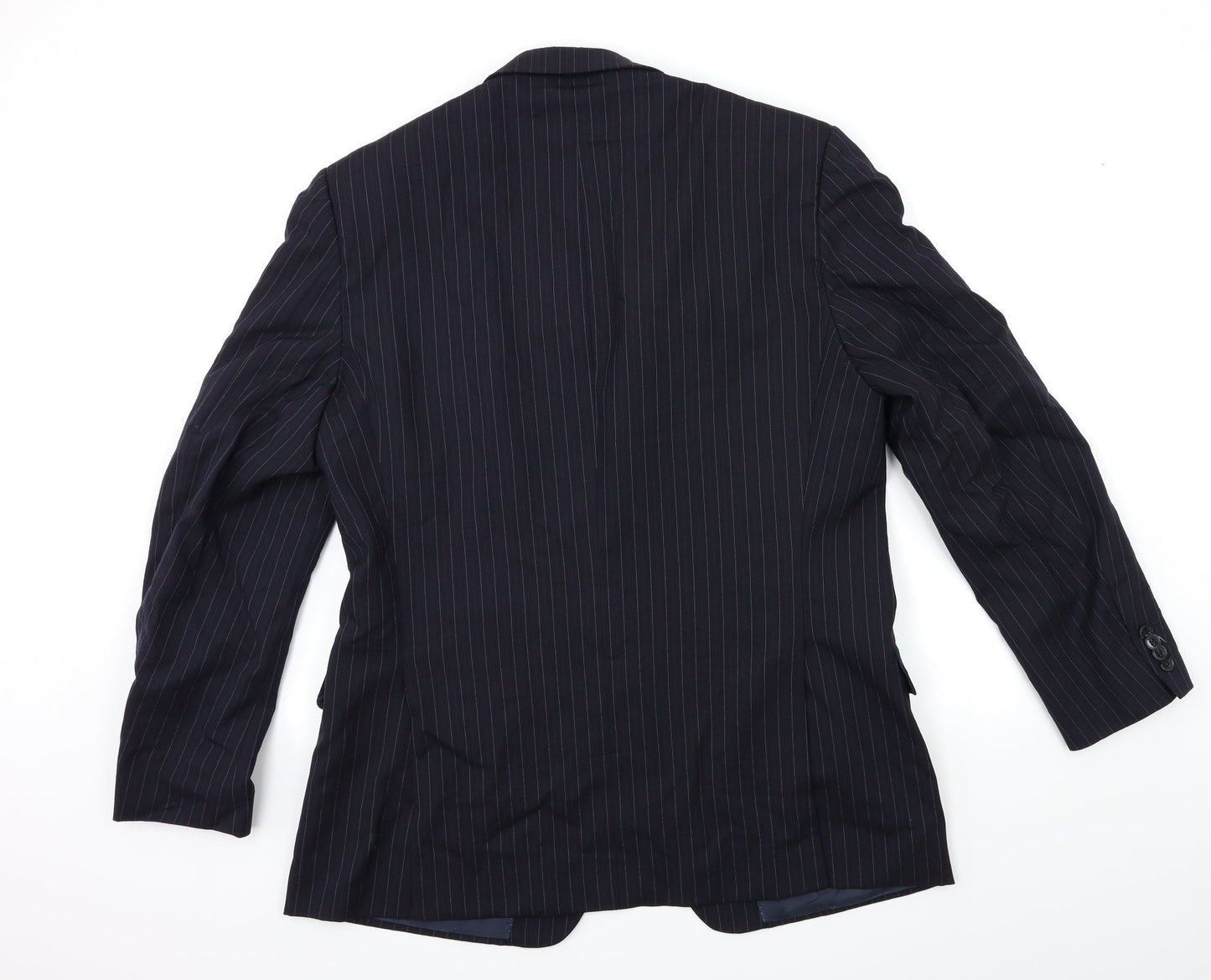 Preworn Mens Blue Striped  Jacket Suit Jacket Size 38