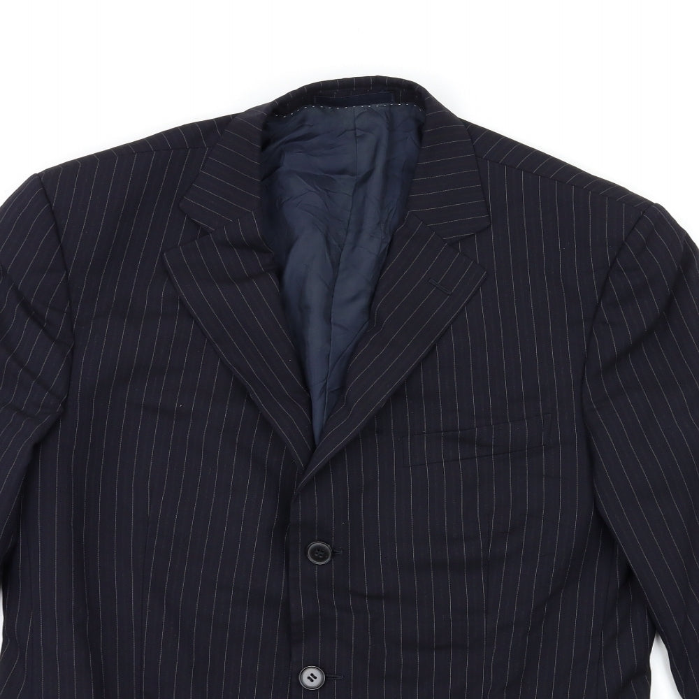 Preworn Mens Blue Striped  Jacket Suit Jacket Size 38