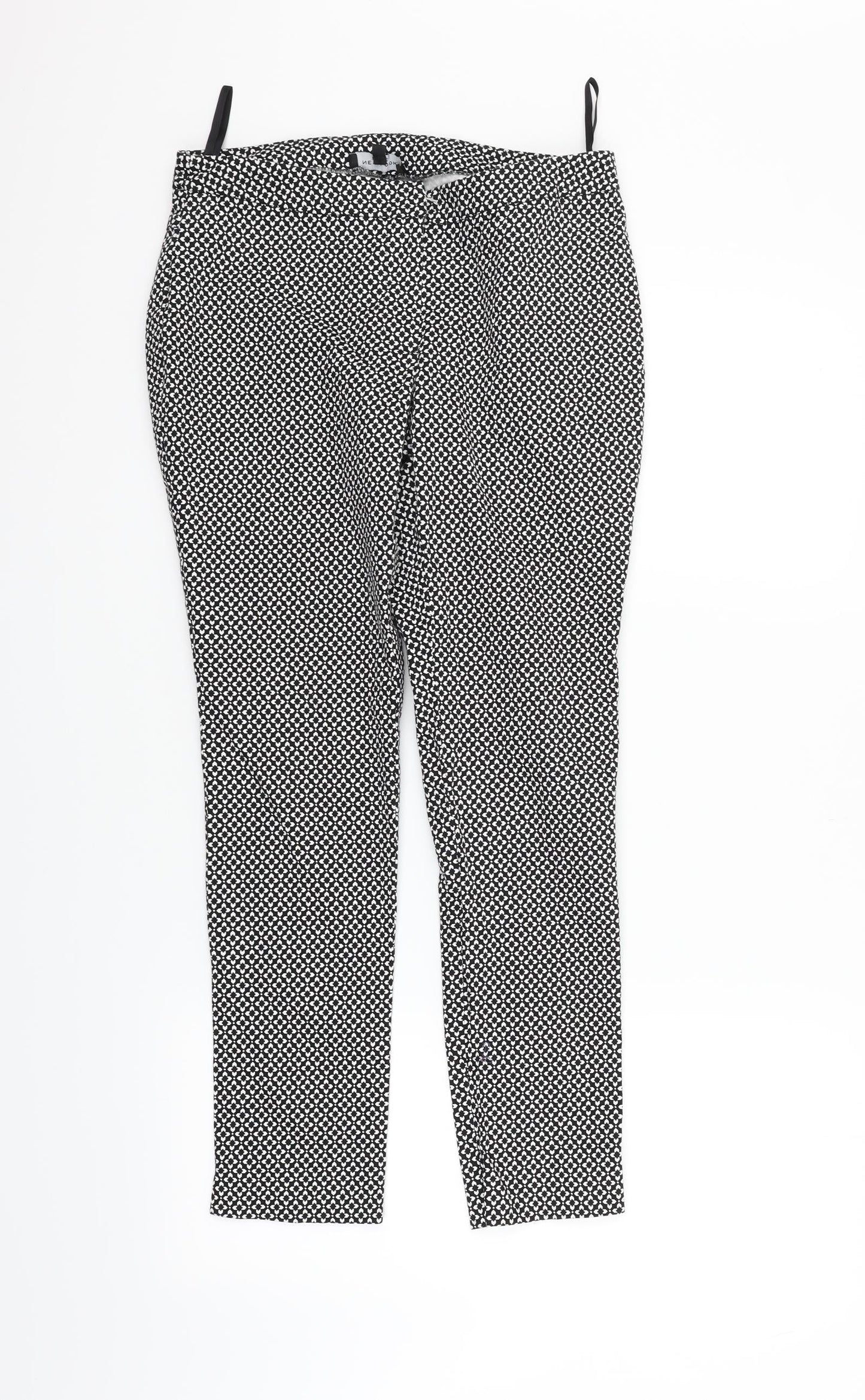 New Look Womens Black Geometric  Trousers  Size 8 L23 in
