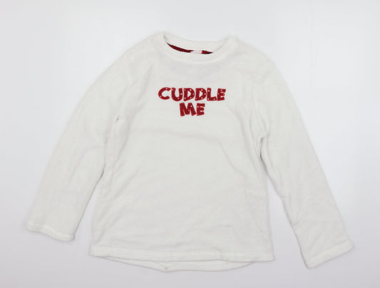 LOVE TO LOUNGE Girls White Solid  Top Pyjama Top Size S  - Cuddle Me