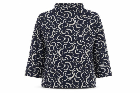 Preworn Womens Blue Geometric Jersey Pullover Sweatshirt Size 14