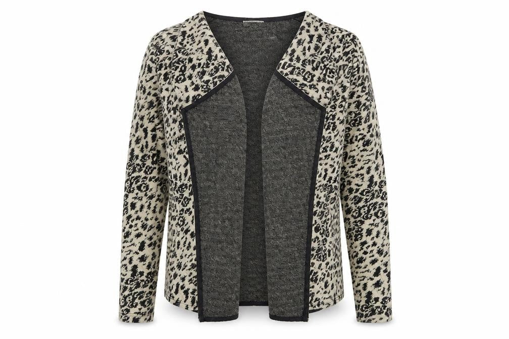 Papaya Womens Beige Animal Print  Cardigan Jumper Size 10