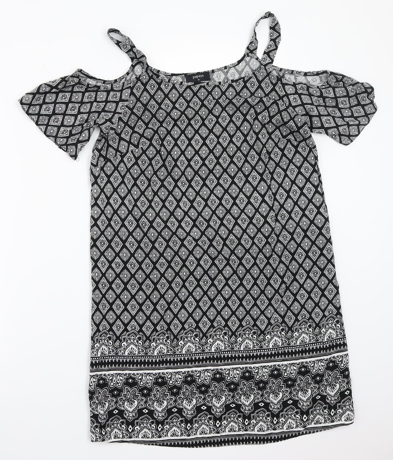 Papaya Womens Black Paisley  A-Line  Size 8